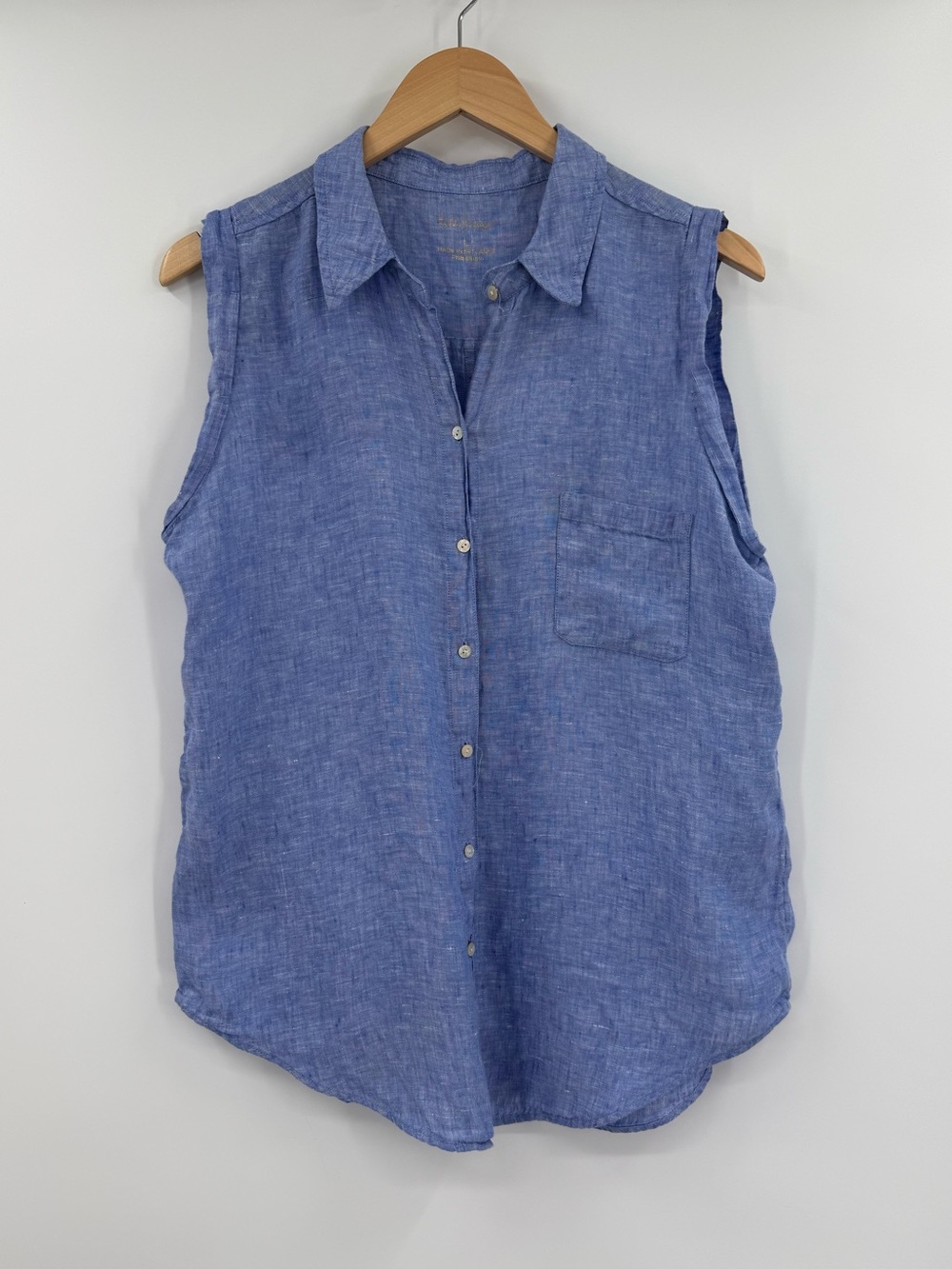 Lilly Pulitzer Breelyn Linen Sleeveless Shirt | Blue | Large